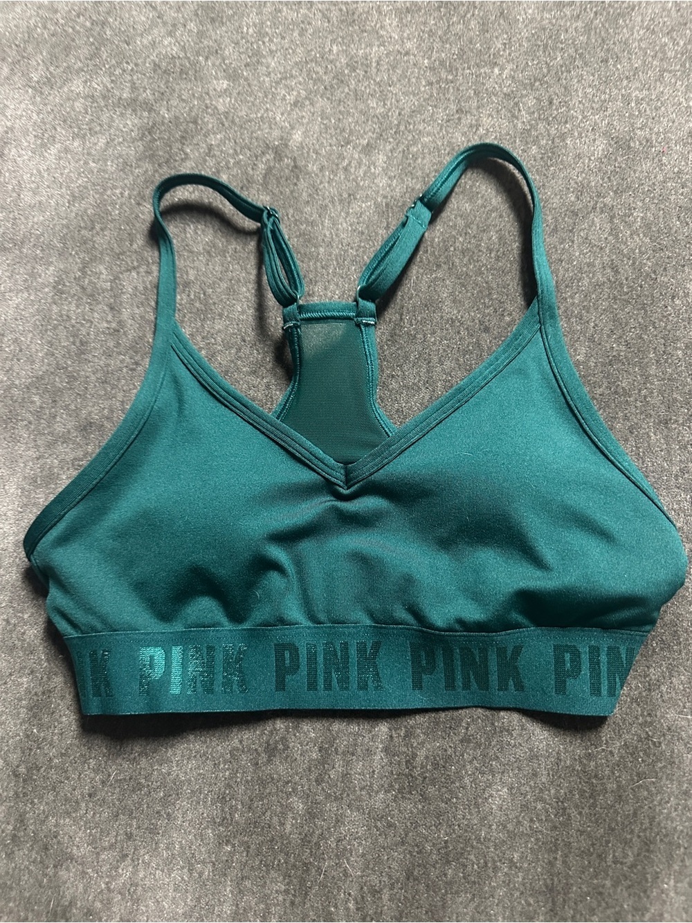 PINK Victoria’s Secret XS Sports Bra Green PINK Active Racerback NWT